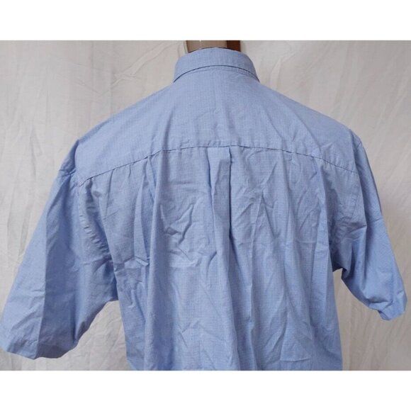 Puritan Wrinkle Resistant Men's Large Blue Check Geometric Short Sleeve Shirt - Picture 9 of 11